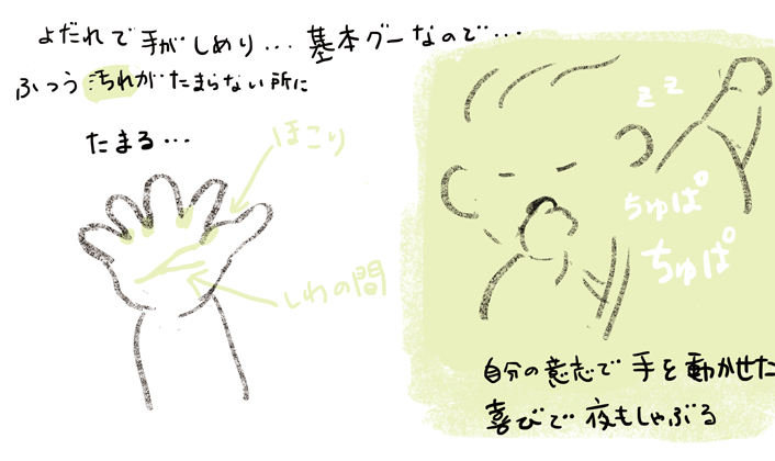 よだれで手がしめって ももたろの手のひらにほこりが ももろの子育てもろもろ日記 5 Kodomoe コドモエ 親子時間 を楽しむ子育て情報が満載
