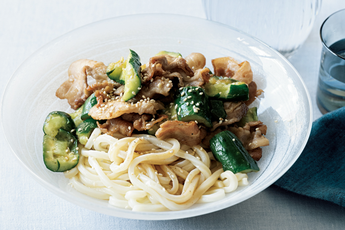 味付けは、ぽん酢だけ!「豚肉とたたききゅうりの和えうどん」のレシピ