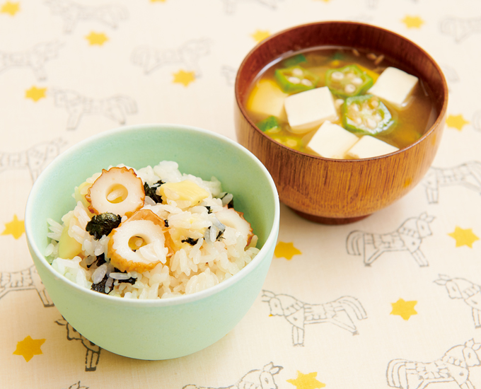 【育脳レシピ】朝ごはんに食べたい「ちーちく混ぜごはん&豆腐とおくらのみそ汁」のレシピ♪みそ汁の野菜は冷凍でOK!の画像1