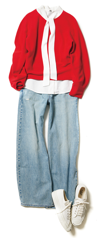 【ユニクロだけでオケージョン】ハレの日もデイリーもボーダレスに着回し！「ボウタイブラウス」のデイリーファッションの画像2