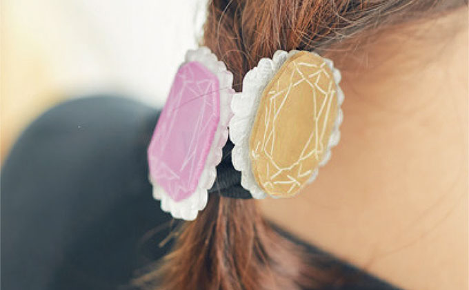 【プラバンで宝石ヘアゴム】オトナかわいいプラバンアクセサリー。Wでつけたい「宝石ヘアゴム」の作り方