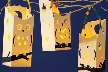 【牛乳パックで作るランタン】秋の夜とあそぼ！「フクロウと星空のランタン」